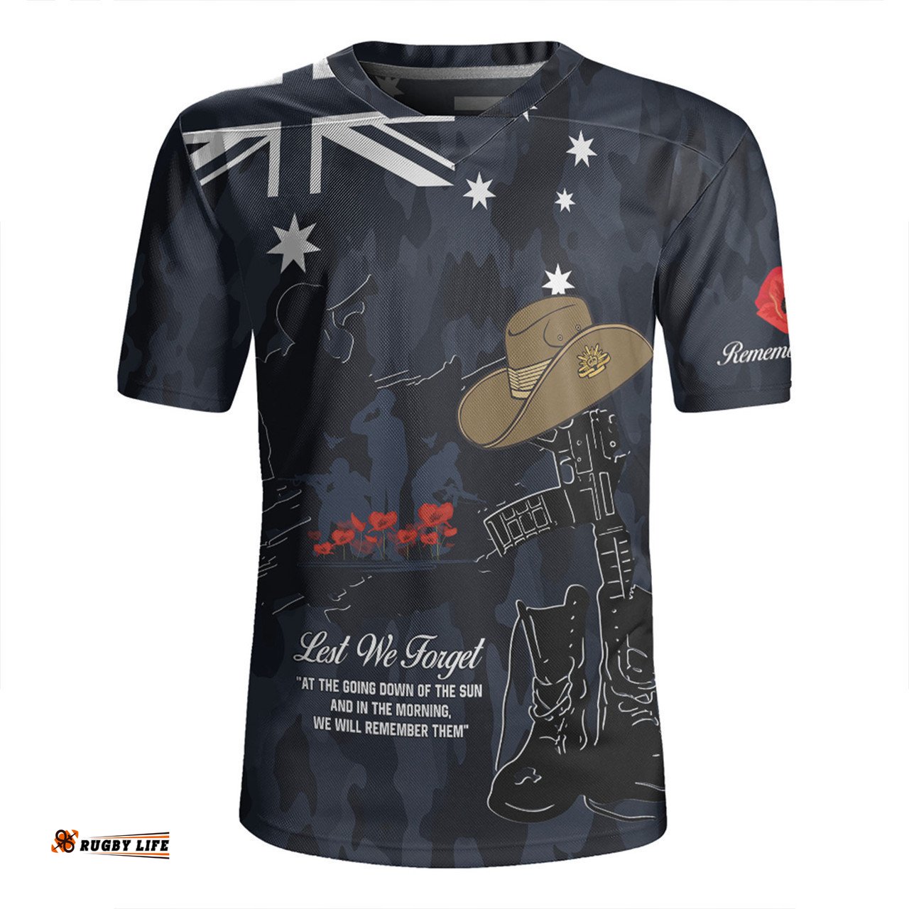 Australia Anzac Day V-Neck Rugby Jerseys - Anzac Day The Australian Army V-Neck Rugby Jerseys