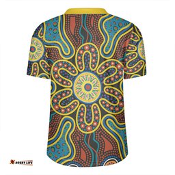 Australia Dot Painting Inspired Aboriginal V-Neck Rugby Jerseys - Aboriginal Dot Art Color Inspired V-Neck Rugby Jerseys