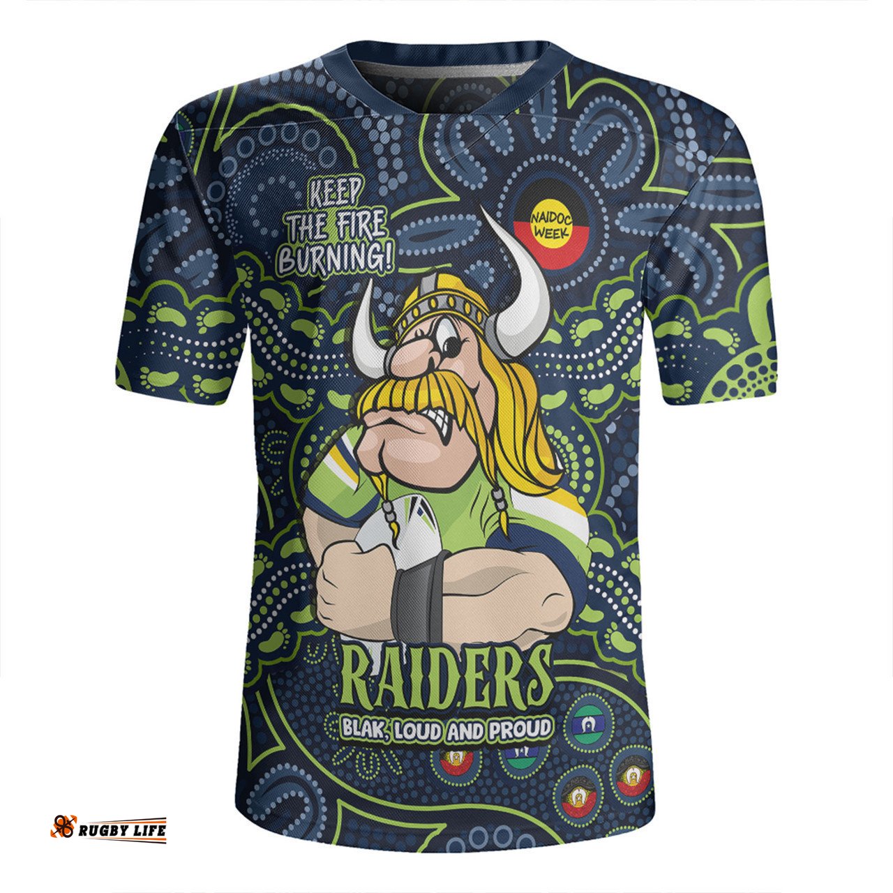 Canberra Raiders V-Neck Rugby Jerseys Custom Naidoc Week 2024 Aboriginal Pattern And Torres Strait Islander Inspired