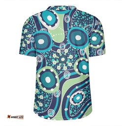Australia Aboriginal V-Neck Rugby Jerseys - Blue Aboriginal Dot Art Inspired V-Neck Rugby Jerseys