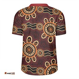 Australia Dot Painting Inspired Aboriginal V-Neck Rugby Jerseys - Aboriginal Dot Pattern Painting Art V-Neck Rugby Jerseys