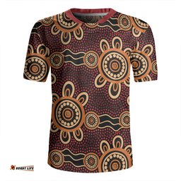 Australia Dot Painting Inspired Aboriginal V-Neck Rugby Jerseys - Aboriginal Dot Pattern Painting Art V-Neck Rugby Jerseys