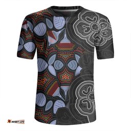 Australia Aboriginal V-Neck Rugby Jerseys - Eucalyptus Seamless Pattern In Aboriginal Dot Art V-Neck Rugby Jerseys