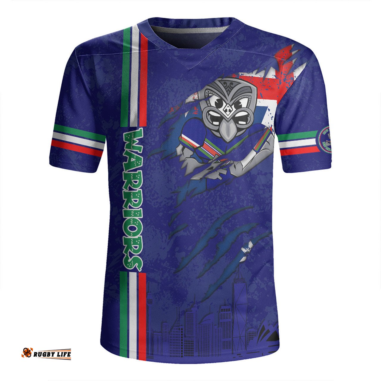 New Zealand Warriors V-Neck Rugby Jerseys - Happy Australia Day Flag Scratch Style