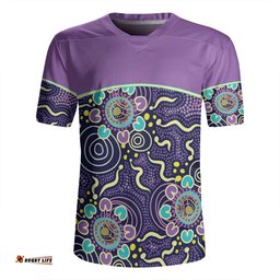 Australia Aboriginal Custom V-Neck Rugby Jerseys - Purple Painting With Aboriginal Inspired Dot V-Neck Rugby Jerseys