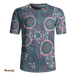 Australia Aboriginal V-Neck Rugby Jerseys - Green Aboriginal Dot Art Inspired V-Neck Rugby Jerseys