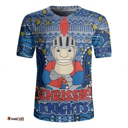 Newcastle Knights Christmas Custom V-Neck Rugby Jerseys - Christmas Knit Patterns Vintage Jersey Ugly V-Neck Rugby Jerseys