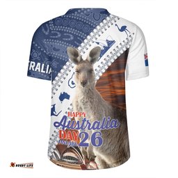 Australia Australia Day Custom V-Neck Rugby Jerseys - Kangaroo Happy Australia Day Aboriginal Pattern V-Neck Rugby Jerseys