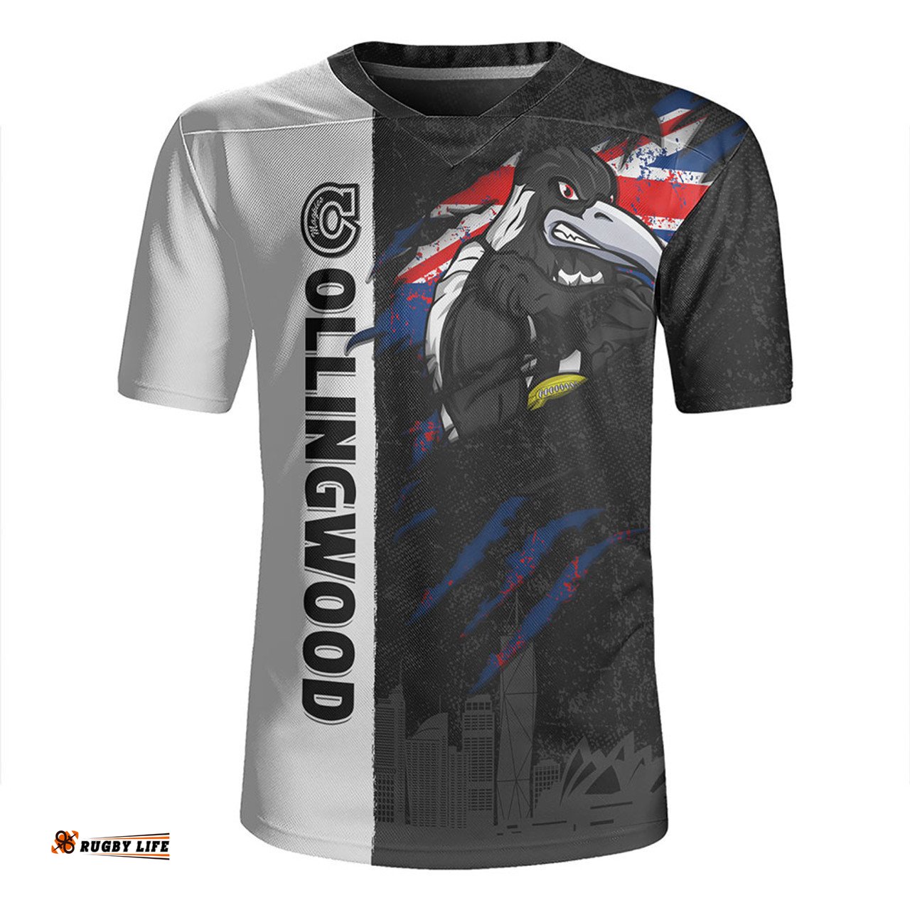 Collingwood V-Neck Rugby Jerseys Burning Passion Of Power Scratch Style