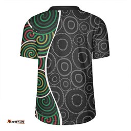 Australia Aboriginal V-Neck Rugby Jerseys - Green Dot Art Circle Pattern From Aboriginal Art V-Neck Rugby Jerseys