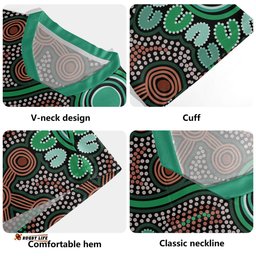 Australia Aboriginal V-Neck Rugby Jerseys - Aboriginal Green Dot Art Inspired Design V-Neck Rugby Jerseys