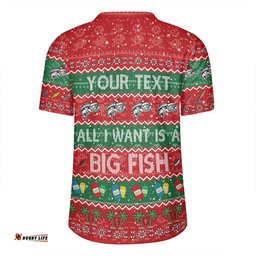 Australia Christmas Custom V-Neck Rugby Jerseys - Merry Fishmas All I Want is a Big Fish V-Neck Rugby Jerseys