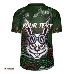 South Sydney Rabbitohs V-Neck Rugby Jerseys - Custom Green Rabbits Blooded Aboriginal Inspired