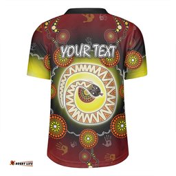 Australia Aboriginal Custom V-Neck Rugby Jerseys - The Rainbow Serpent Dreaming Spirit Art V-Neck Rugby Jerseys