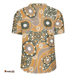 Australia Aboriginal V-Neck Rugby Jerseys - Orange Aboriginal Dot Art Inspired V-Neck Rugby Jerseys