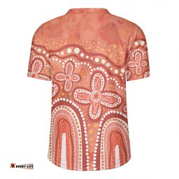 Australia Aboriginal V-Neck Rugby Jerseys - Dot painting illustration in Aboriginal style Orange V-Neck Rugby Jerseys