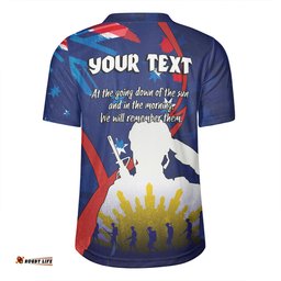 Australia Anzac Day Custom V-Neck Rugby Jerseys - Lest We Forget With Blue Camouflage Pattern V-Neck Rugby Jerseys