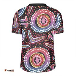 Australia Dot Painting Inspired Aboriginal V-Neck Rugby Jerseys - Boomerang From Aboriginal Art V-Neck Rugby Jerseys