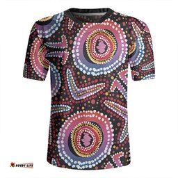 Australia Dot Painting Inspired Aboriginal V-Neck Rugby Jerseys - Boomerang From Aboriginal Art V-Neck Rugby Jerseys