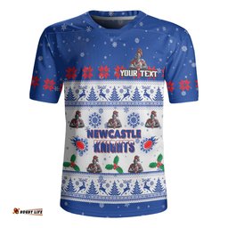 Newcastle Knights Christmas Custom V-Neck Rugby Jerseys - Special Ugly Christmas V-Neck Rugby Jerseys