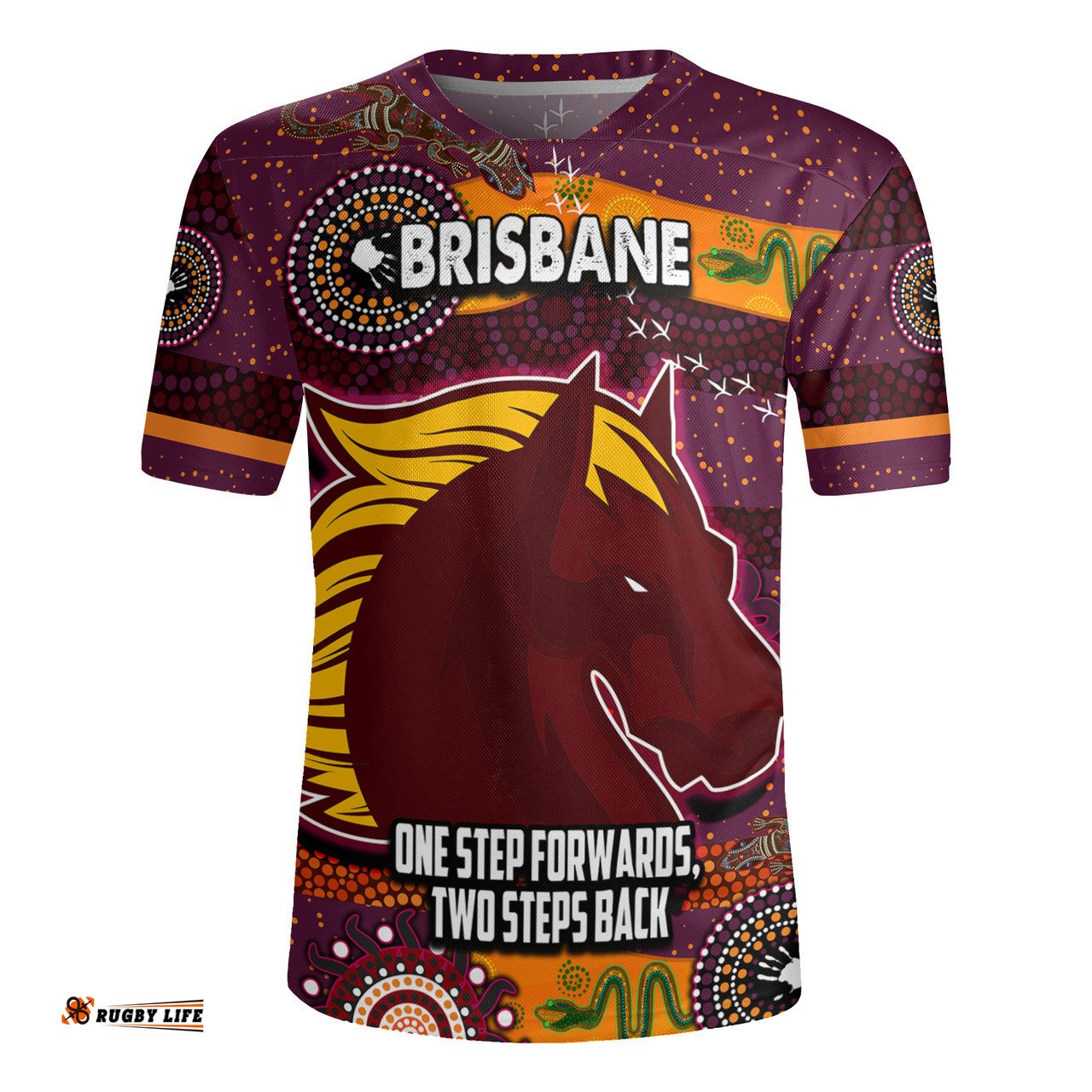 Broncos V-Neck Rugby Jerseys - One Step Forwards, Two Steps Back With Aboriginal Style