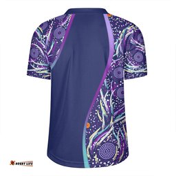 Australia Aboriginal Custom V-Neck Rugby Jerseys - Purple Dot Dreamtime V-Neck Rugby Jerseys