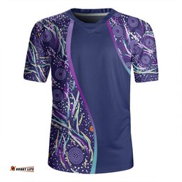 Australia Aboriginal Custom V-Neck Rugby Jerseys - Purple Dot Dreamtime V-Neck Rugby Jerseys