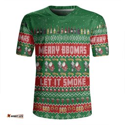 Australia Christmas Custom V-Neck Rugby Jerseys - Merry BBQMax Let It Smoke V-Neck Rugby Jerseys