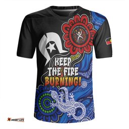 Australia V-Neck Rugby Jerseys Naidoc Week 2024 Indigenous Keep The Fire Burning Aboriginal Dot Art Painting