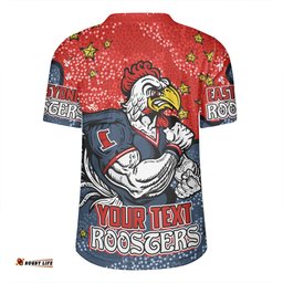 Sydney Roosters Custom V-Neck Rugby Jerseys - Team With Dot And Star Patterns For Tough Fan V-Neck Rugby Jerseys