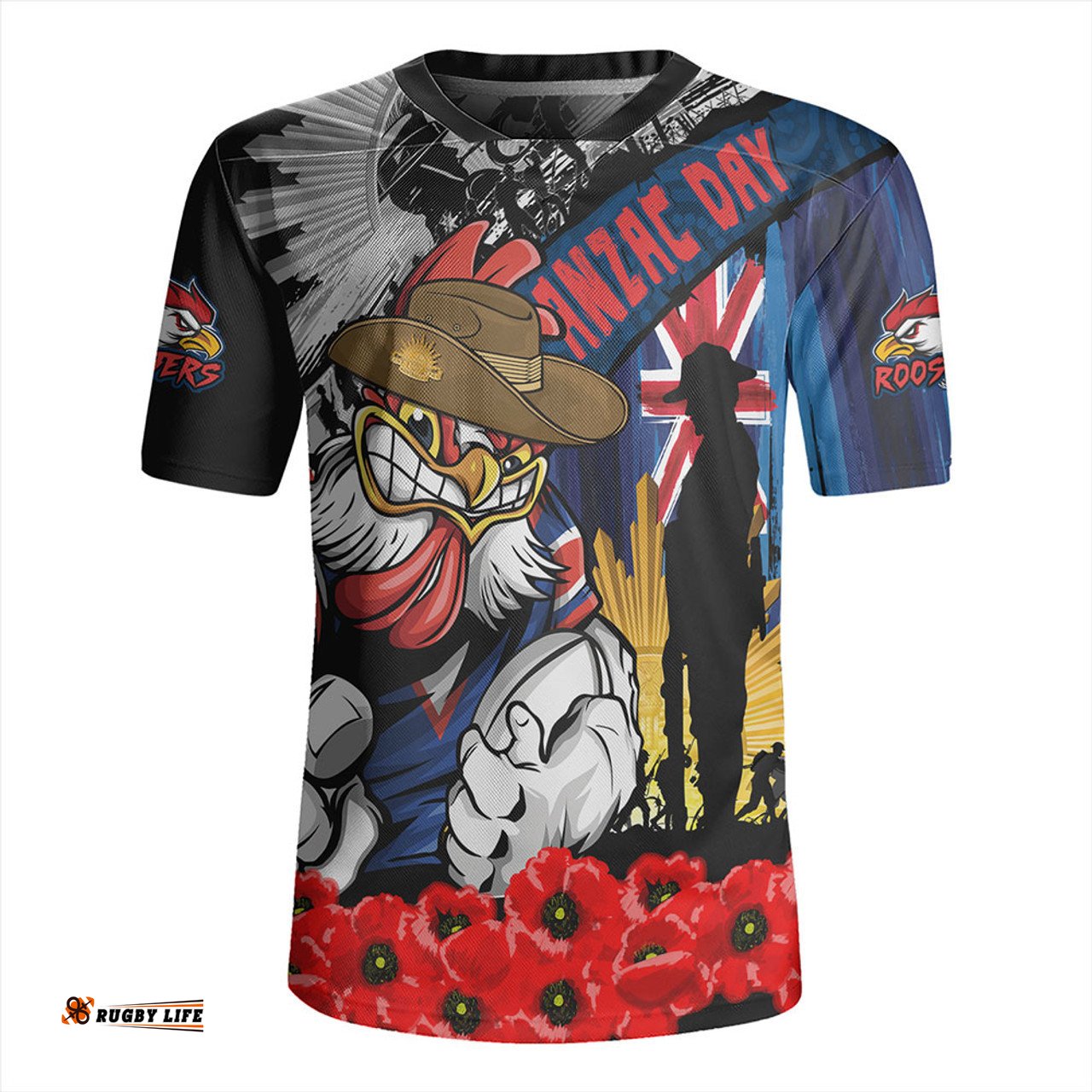 Sydney Roosters V-Neck Rugby Jerseys United In Spirit Anzac Day Tribute