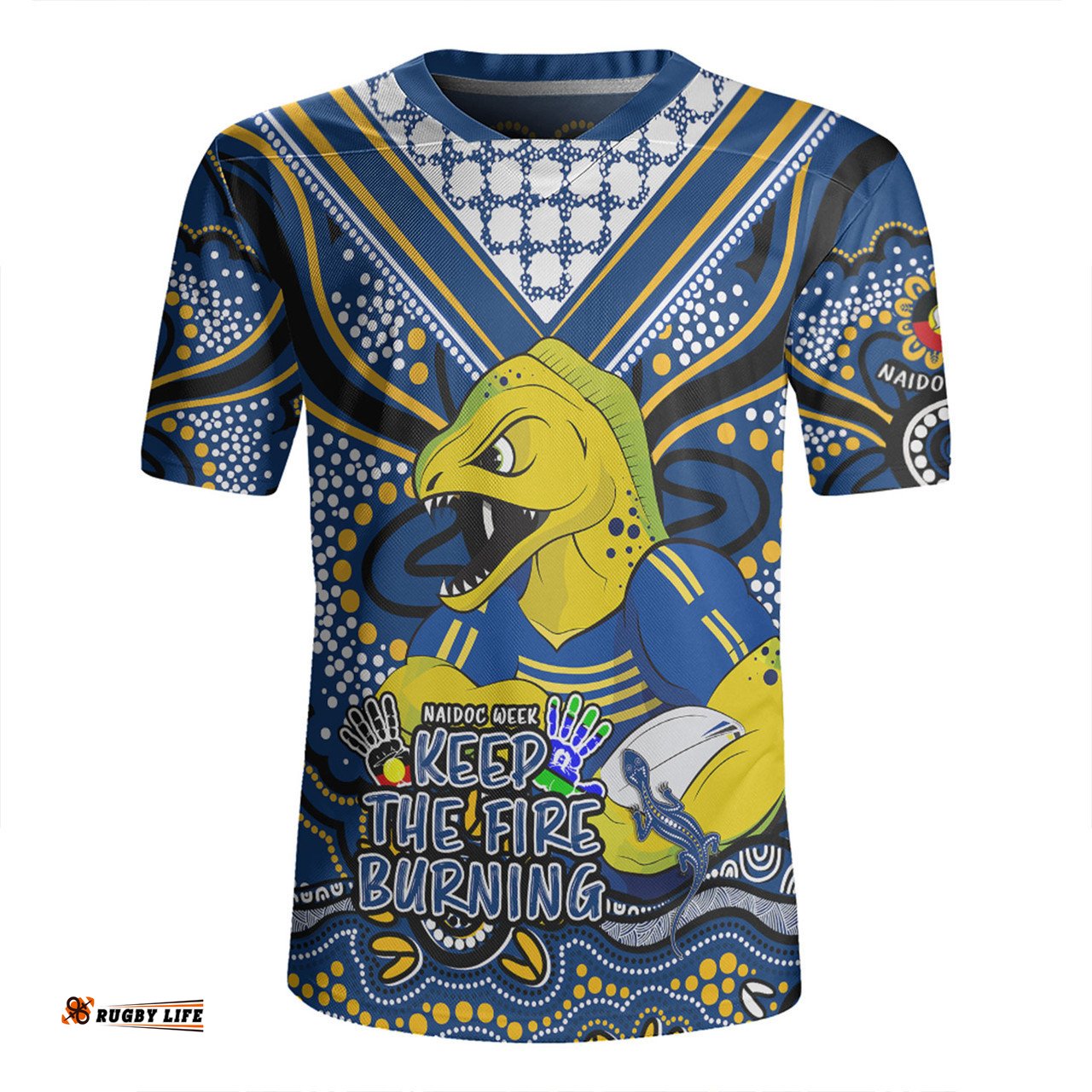 Parramatta Eels V-Neck Rugby Jerseys Aboriginal Inspired Naidoc Week Custom For Die Hard Fan Supporters