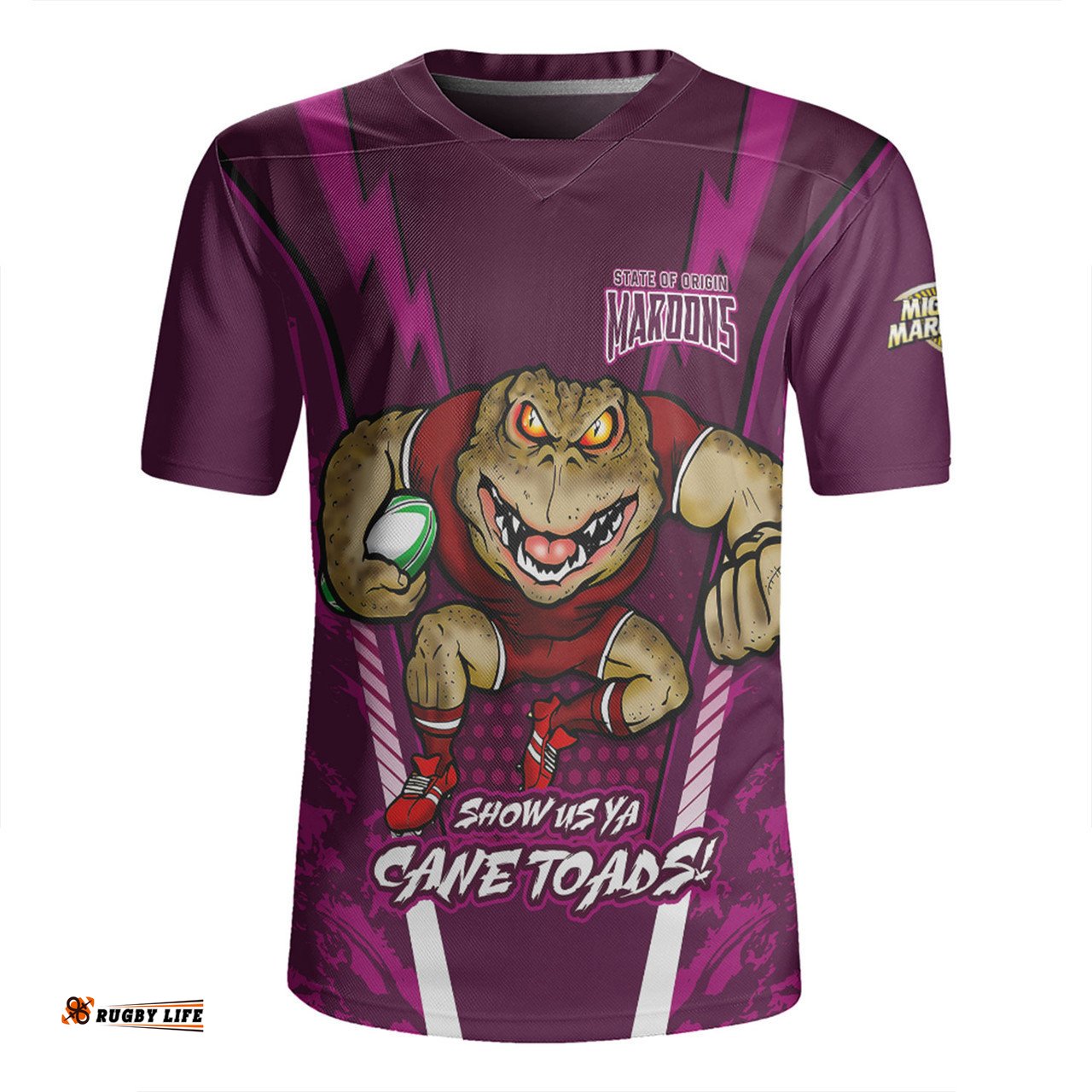 Queensland Maroons V-Neck Rugby Jerseys Custom State Of Origin 2024 Show Us Ya Cane Toads!