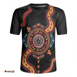 Australia V-Neck Rugby Jerseys Aboriginal Inspired Meeting Place Style Of Dot Painting