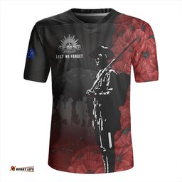 Australia V-Neck Rugby Jerseys Anzac Day Lest We Forget Soldier Stencil Art