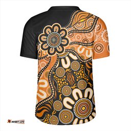 Australia V-Neck Rugby Jerseys Aboriginal Dot Painting Background