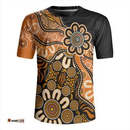 Australia V-Neck Rugby Jerseys Aboriginal Dot Painting Background
