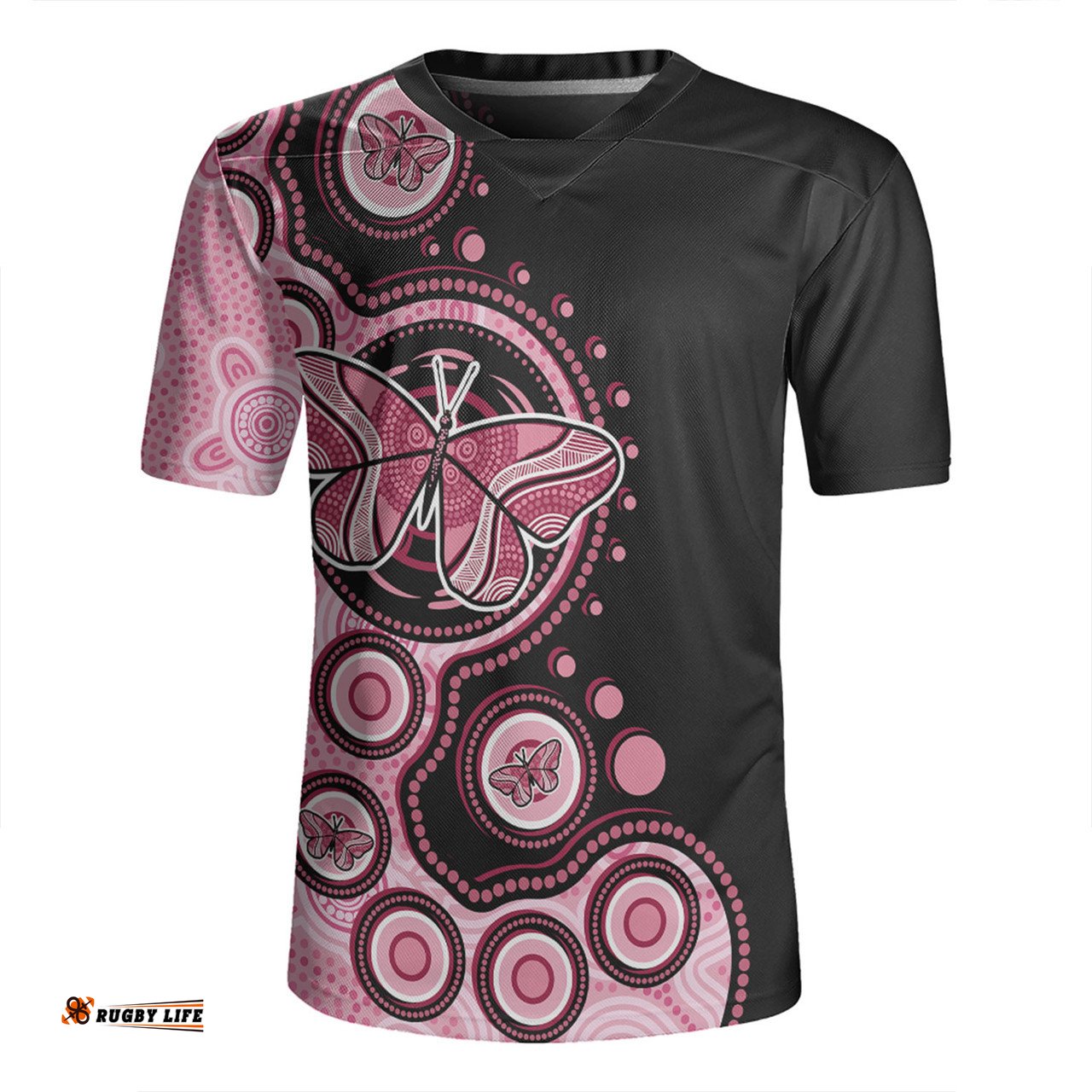 Australia V-Neck Rugby Jerseys Indigenous Butterfly Aboriginal Dot Arts