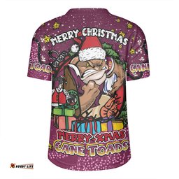 Queensland Cane Toads Christmas Custom V-Neck Rugby Jerseys - Merry Christmas Our Beloved Team With Aboriginal Dot Art Pattern V-Neck Rugby Jerseys