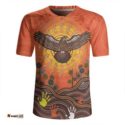 Australia V-Neck Rugby Jerseys Indigenous Flying Eagle With Aboriginal Dot Art