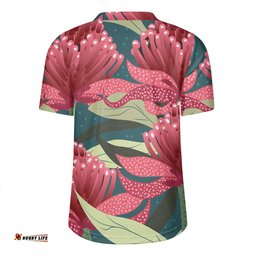 Australia Flowers Aboriginal V-Neck Rugby Jerseys - Australian Waratah Flowers Painting In Aboriginal Style V-Neck Rugby Jerseys