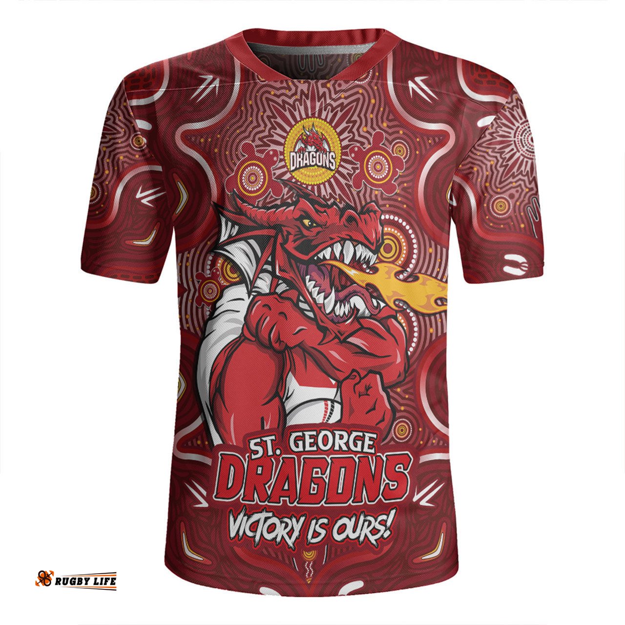 St. George Illawarra Dragons V-Neck Rugby Jerseys Aboriginal Pattern Inspired Victory Is Ours
