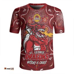 St. George Illawarra Dragons V-Neck Rugby Jerseys Aboriginal Pattern Inspired Victory Is Ours