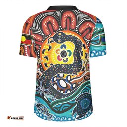 Australia Rainbow Serpent Aboriginal V-Neck Rugby Jerseys - Dreamtime Rainbow Serpent V-Neck Rugby Jerseys