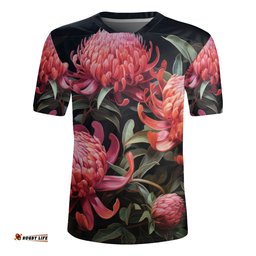 Australia Waratah V-Neck Rugby Jerseys - Red Waratah Flowers Fine Art Ver3 V-Neck Rugby Jerseys