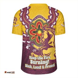 Brisbane Broncos V-Neck Rugby Jerseys Aboriginal Inspired Naidoc Symbol Pattern