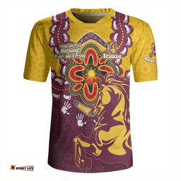 Brisbane Broncos V-Neck Rugby Jerseys Aboriginal Inspired Naidoc Symbol Pattern
