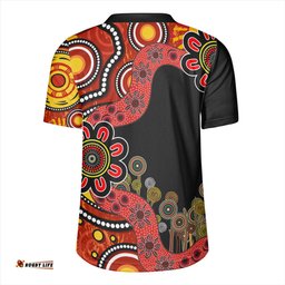 Australia V-Neck Rugby Jerseys Aboriginal Indigenous Dot Painting Red And Black