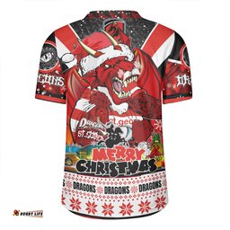 St. George Illawarra Dragons Christmas Custom V-Neck Rugby Jerseys - Dragons Santa Aussie Big Things V-Neck Rugby Jerseys