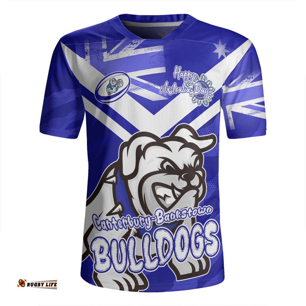 Canterbury-Bankstown Bulldogs V-Neck Rugby Jerseys - Happy Australia Day We Are One And Free